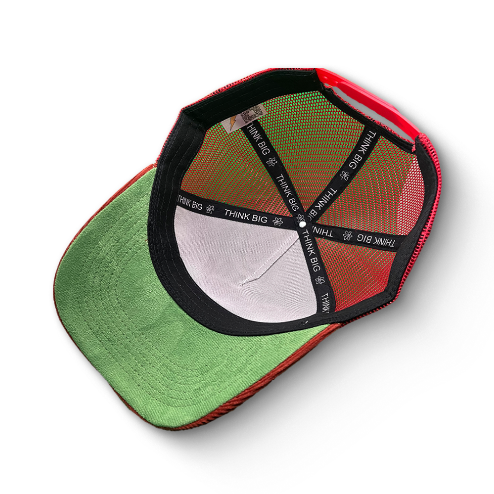 Retro Trucker Snapback – Red, White & Green Suede
