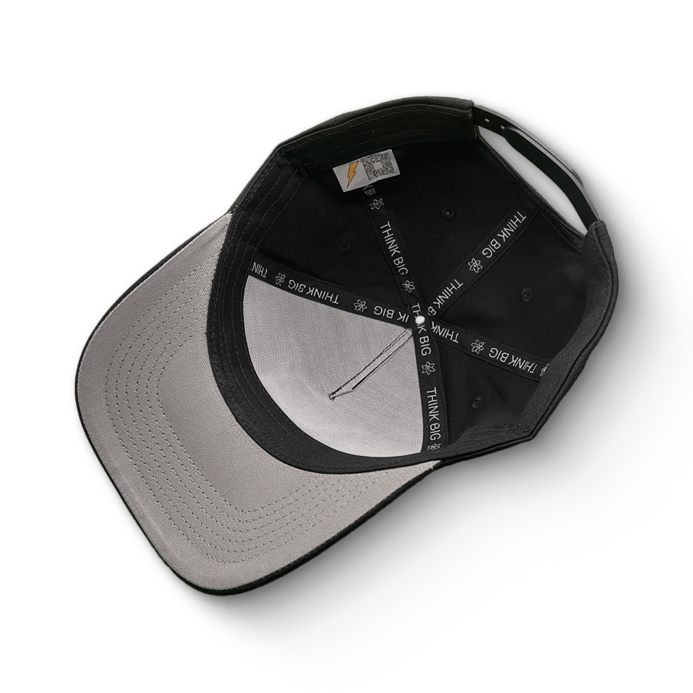 Classic Black Cotton Snapback with Grey Underbrim